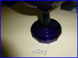 Aladdin Oil Lamp Cobalt Blue Crystal Art Glass Draped Bowl Twelve-sided foot