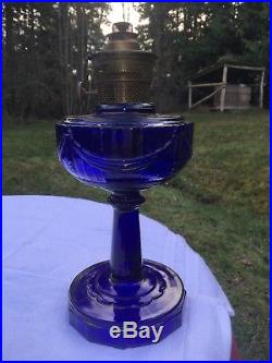 Aladdin Oil Lamp Cobalt Blue Lincoln Drape B76 Scalloped Foot Original 1940's
