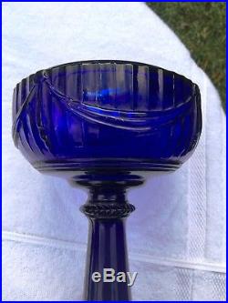 Aladdin Oil Lamp Cobalt Blue Lincoln Drape B76 Scalloped Foot Original 1940's