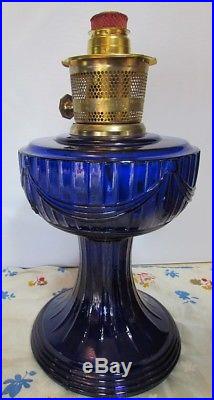 Aladdin Oil Lamp Cobalt Blue Lincoln Drape with Shade Burner 23