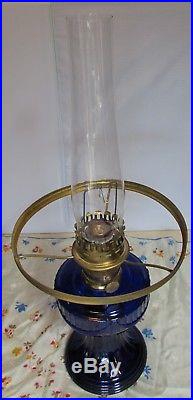 Aladdin Oil Lamp Cobalt Blue Lincoln Drape with Shade Burner 23