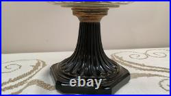 Aladdin Oil Lamp Corinthian B-104 Black Glass Foot Clear Font 1936 & Red Shade