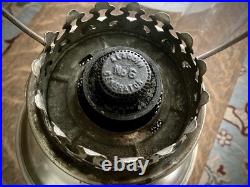 Aladdin Oil Lamp, Frosted Glass Shade Nickel Brass Vintage Old Antique