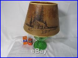 Aladdin Oil Lamp Green Depression Beehive Glass Model B Original Log Cabin Shade