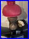 Aladdin Oil Lamp Hurricane with Red Swirl Glass Shade, Clear Chimney, 23 Burner