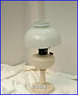 Aladdin Oil Lamp Linclon drape Alacite glass Burner model B shade Au chimney