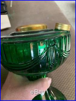 Aladdin Oil Lamp Lincoln Drape Short Green Emerald Excellent Condition 2004