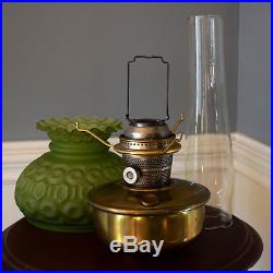 Aladdin Oil Lamp Model C Brass with Green Glass Shade