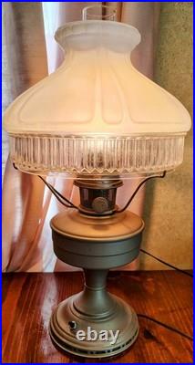 Aladdin Oil Lamp Nickel Lantern Lamp Model # 12 White Clear Shade Electrified