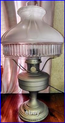 Aladdin Oil Lamp Nickel Lantern Lamp Model # 12 White Clear Shade Electrified