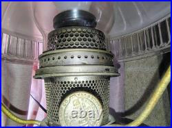 Aladdin Oil Lamp Nickel Lantern Lamp Model # 12 White Clear Shade Electrified
