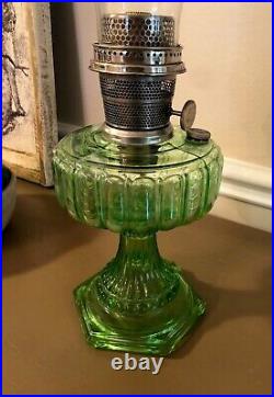 Aladdin Oil Lamp Olive Green Crystal Cathedral Model 108 Circa 1934