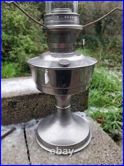 Aladdin Oil Lamp, Opaline White Shade original Glass Chimney, burner 21 C