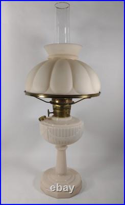 Aladdin Oil Lamp Pre-War Alacite Uranium Glass Body B-75 Tall Lincoln Drape VTG