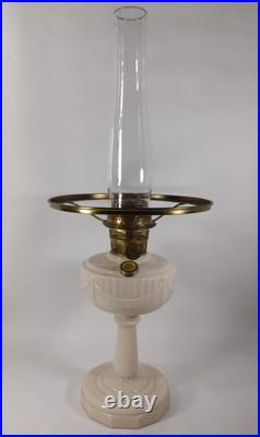 Aladdin Oil Lamp Pre-War Alacite Uranium Glass Body B-75 Tall Lincoln Drape VTG