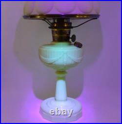 Aladdin Oil Lamp Pre-War Alacite Uranium Glass Body B-75 Tall Lincoln Drape VTG
