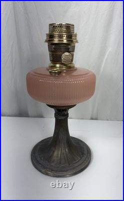 Aladdin Oil Lamp Queen with Rose Moonstone Font Model B-98 Circa 1937-39
