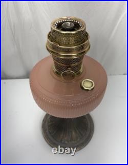 Aladdin Oil Lamp Queen with Rose Moonstone Font Model B-98 Circa 1937-39