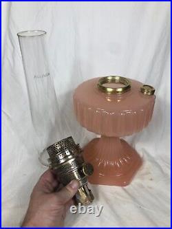 Aladdin Oil Lamp Rose Moonstone Corinthian Model B112 Circa 1935-36