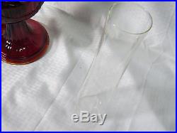 Aladdin Oil Lamp Ruby RED Tall Lincoln Drape Nu Type Model B withFlower Rose Shade