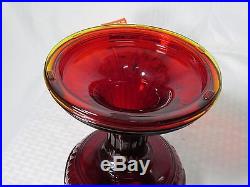 Aladdin Oil Lamp Ruby RED Tall Lincoln Drape Nu Type Model B withFlower Rose Shade