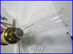 Aladdin Oil Lamp Tall Butterscotch Alpha Art Glass withGreen Swirl Shade Model 12