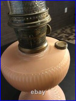 Aladdin Oil Lamp Vertique Rose Moonstone Model B-87 Circa 1938
