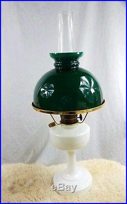 Aladdin Oil Lamp With Cased Green Shade. Nu Type Model B. Student/Bankers Lamp