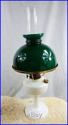 Aladdin Oil Lamp With Cased Green Shade. Nu Type Model B. Student/Bankers Lamp