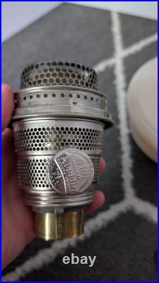 Aladdin Oil Shelf Lamp Alacite Uranium Glass Model B Burner Glows