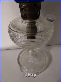 Aladdin Oil Table Lamp Green Crystal Glass Floral Shade Kerosene Stand Collec