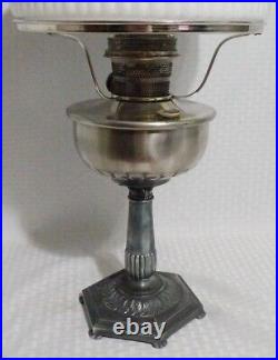 Aladdin Oriental B133 Silver 1935 Oil Table Lamp With Blue Flowers