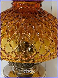 Aladdin Original Model 12 Nickle Kerosene Lamp, Oil Lamp 401 Amber Glass Shade