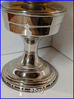 Aladdin Original Model 12 Nickle Kerosene Lamp, Oil Lamp 401 Amber Glass Shade