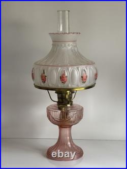 Aladdin PINK Amethyst Non-electric OIL Burner Lincoln Drape Hurricane Lamp
