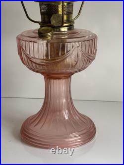 Aladdin PINK Amethyst Non-electric OIL Burner Lincoln Drape Hurricane Lamp