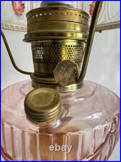 Aladdin PINK Amethyst Non-electric OIL Burner Lincoln Drape Hurricane Lamp