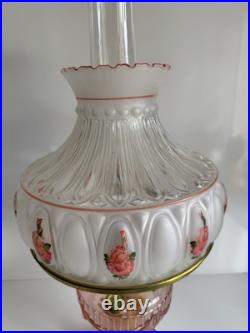 Aladdin PINK Amethyst Non-electric OIL Burner Lincoln Drape Hurricane Lamp