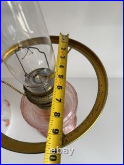 Aladdin PINK Amethyst Non-electric OIL Burner Lincoln Drape Hurricane Lamp
