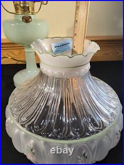 Aladdin Pastel Green Glass Simplicity Electric Kerosene Oil Lamp B29 Pink Flower