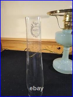 Aladdin Pastel Green Glass Simplicity Electric Kerosene Oil Lamp B29 Pink Flower