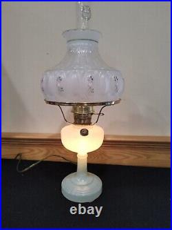 Aladdin Pastel Green Glass Simplicity Electric Kerosene Oil Lamp B29 Pink Flower