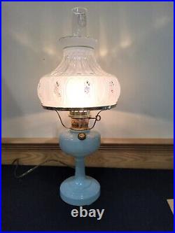 Aladdin Pastel Green Glass Simplicity Electric Kerosene Oil Lamp B29 Pink Flower