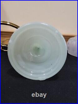 Aladdin Pastel Green Glass Simplicity Electric Kerosene Oil Lamp B29 Pink Flower