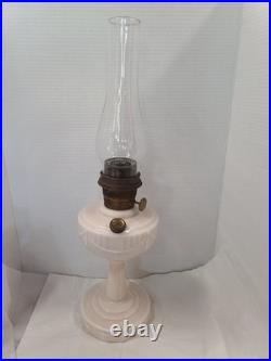Aladdin Pink Alacite Glass Oil Lamp Swag Drape Design Glossy Finish Brass Burner