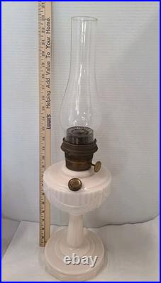 Aladdin Pink Alacite Glass Oil Lamp Swag Drape Design Glossy Finish Brass Burner