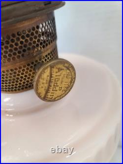 Aladdin Pink Alacite Glass Oil Lamp Swag Drape Design Glossy Finish Brass Burner