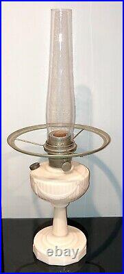 Aladdin Pink Alacite Tall Lincoln Drape Model B Kerosene Lamp Lox-On Chimney