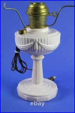 Aladdin Pink Alacite Tall Lincoln Drape Oil Lamp withBrass Electric Burner 1980's