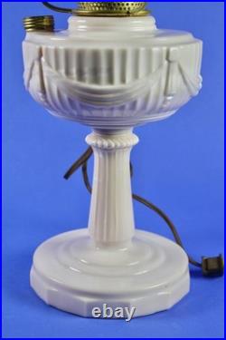 Aladdin Pink Alacite Tall Lincoln Drape Oil Lamp withBrass Electric Burner 1980's